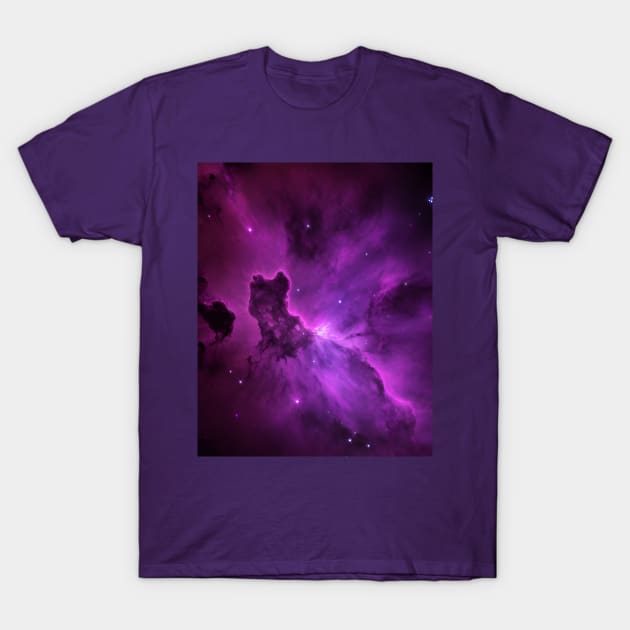 Bright Purple Nebula Space & Stars T-Shirt by VersoDigitalDesign